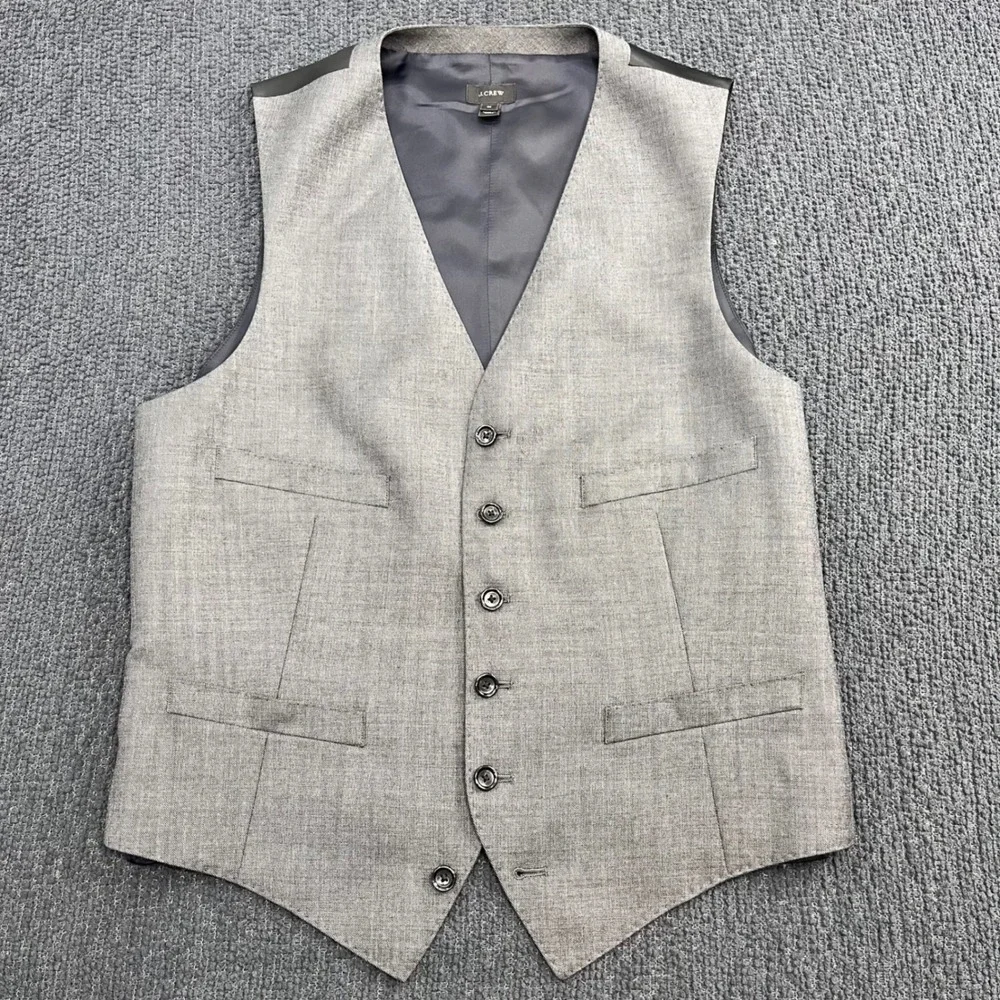 J.Crew Ludlow Suit Vest Grey Herringbone Tollegno 1900 Italian Wool Waistcoat M